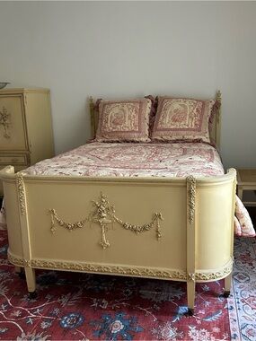 French countryside red and Cream Toile Quilted Bedding Set with Pillow Shams